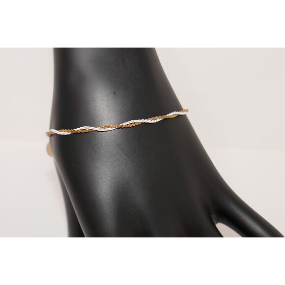 Hobe Gold Tone & White Twisted 6.5" Chain Bracelet RARE - Picture 2 of 8